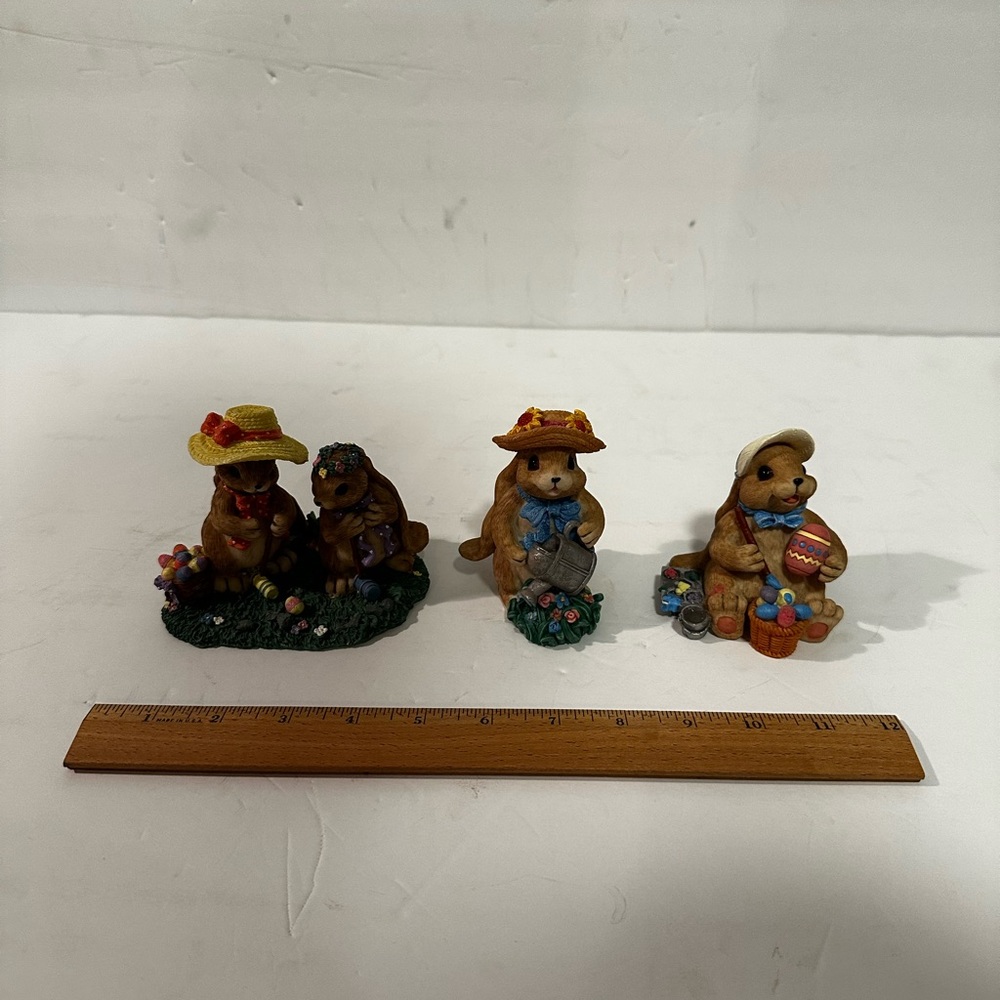 Vintage Mervyns 1998 Bunny Family Figurines Lot of 3 new Easter bunnies - Picture 9 of 11